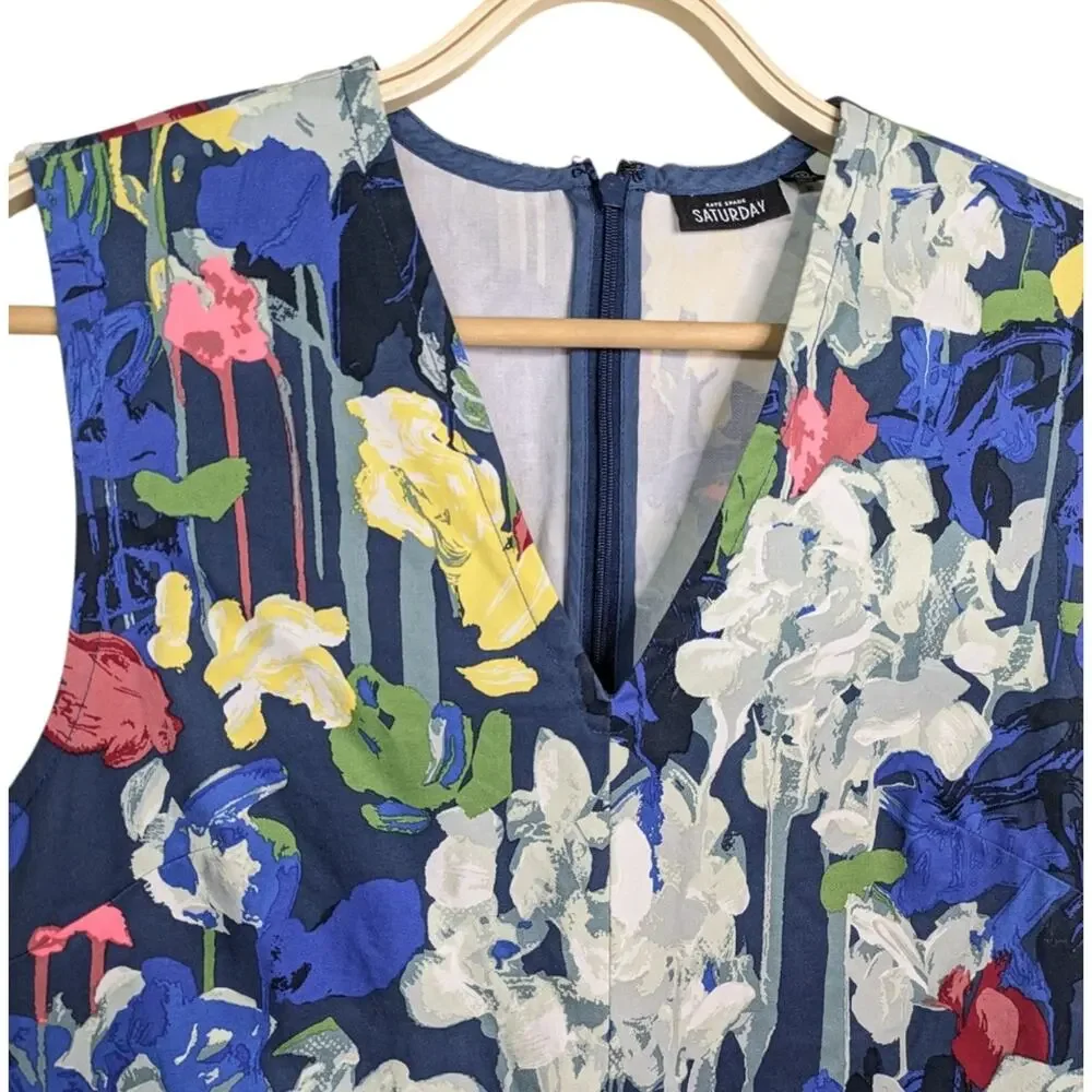 Kate Spade Saturday Watercolor Abstract Floral Dress XS Multicolor Sheath Sleeve